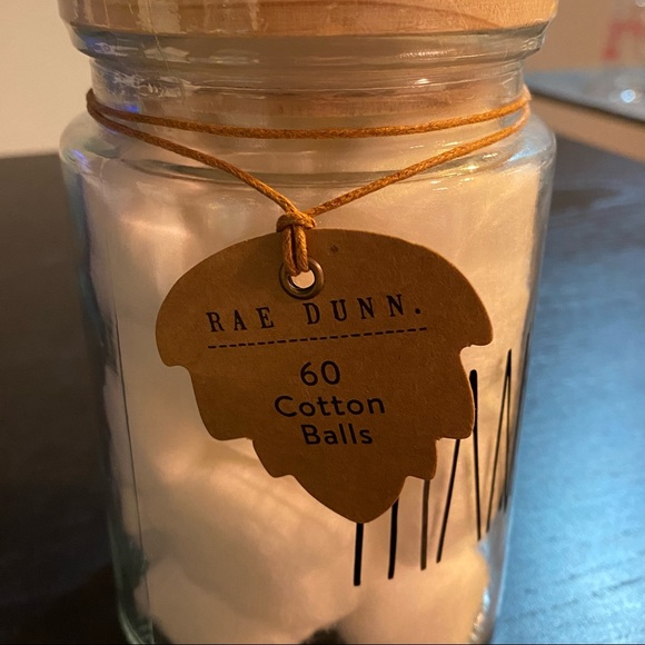 Rae Dunn “THANKFUL” storage jar with cotton balls - Picture 3 of 6